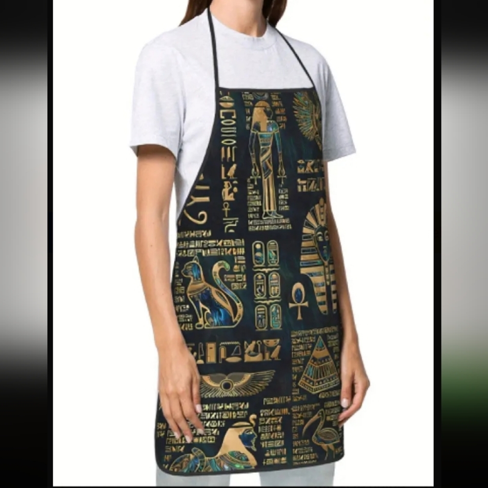 Ancient Egyptian Pharoah Pyramid Dieties Sphinx Hieroglyphic Relief Apron/Smock